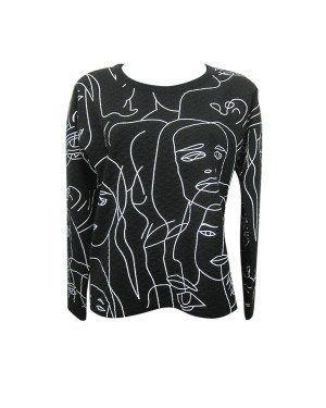 Quilted Sweater with Face Print